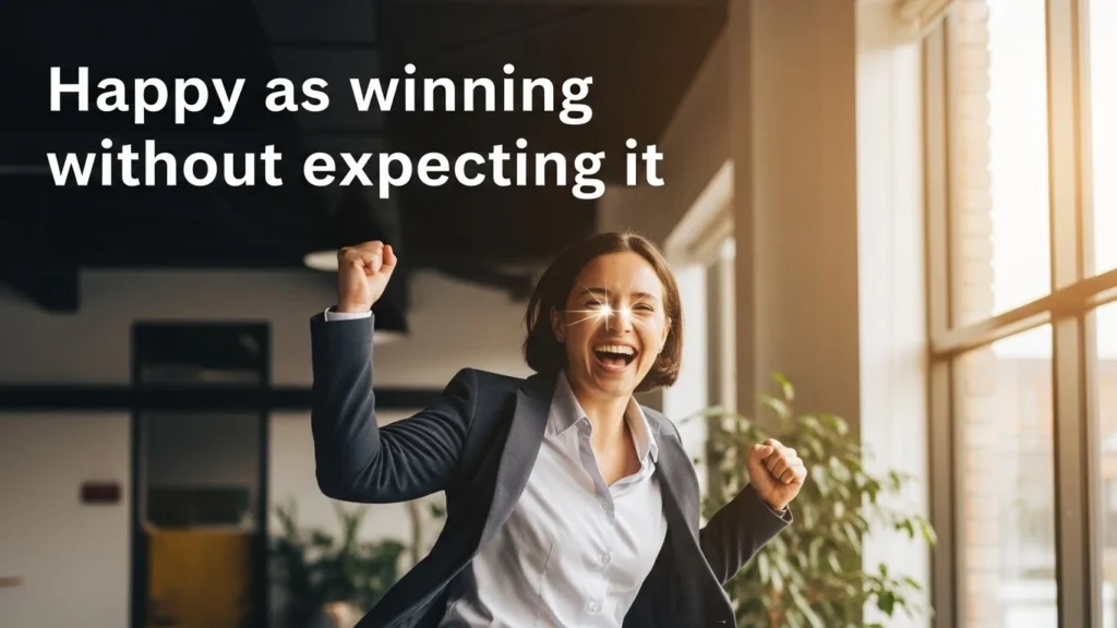Happy as winning without expecting it