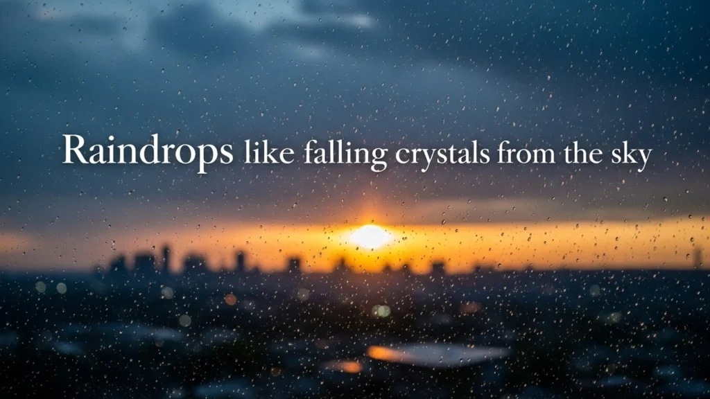 Raindrops like falling crystals from the sky