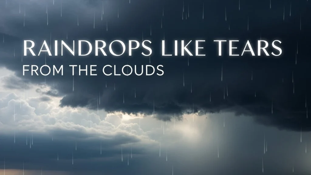 Raindrops like tears from the clouds